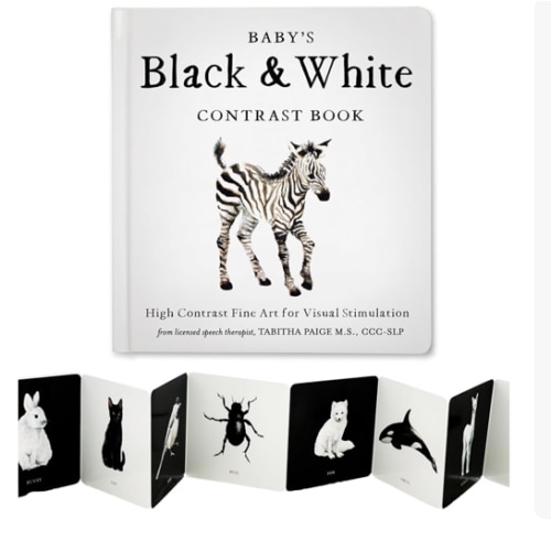 Baby's Black and White Contrast Book: High-Contrast Art for Visual Stimulation at Tummy Time (Tabitha Paige Children's Book Series)