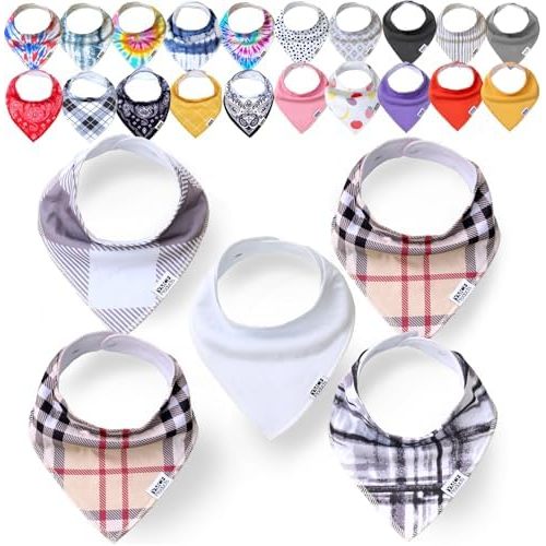 YMCF Baby Bandana Drool Bibs - 5 Pack 100% Cotton Absorbent Baby Bibs