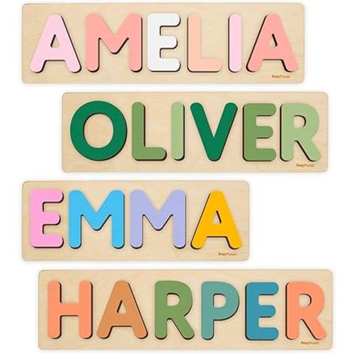 Personalized Name Puzzle Montessori Toys Nursery Decor Customized Puzzle Educational Toy for a 1 Year Old Gifts Kids Name Sign for Nursery Easter Present for Baby