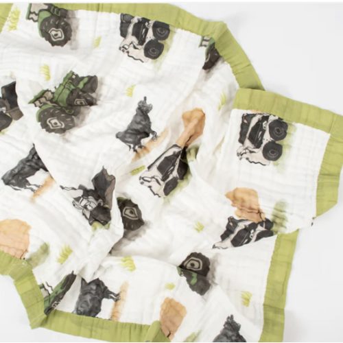 Green Tractor Farm Life Cotton Baby Blanket – American Farm Company