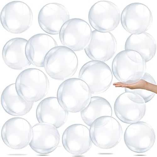 Yinder 24 Pieces Clear Inflatable Beach Ball Under The Sea Party Decorations Sponge Mermaid Party Bubble Summer Pool Floating Ball Ocean Theme Supplies