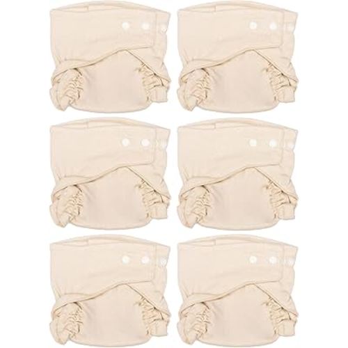 Osocozy Two Sized Fitted Cloth Diaper - 6 Count (Pack of 1) - Soft, Durable and Absorbent 100% Cotton Birdseye Weave Material. Easy to Use Snap Closures. Size 1 Fits 7-18 lbs