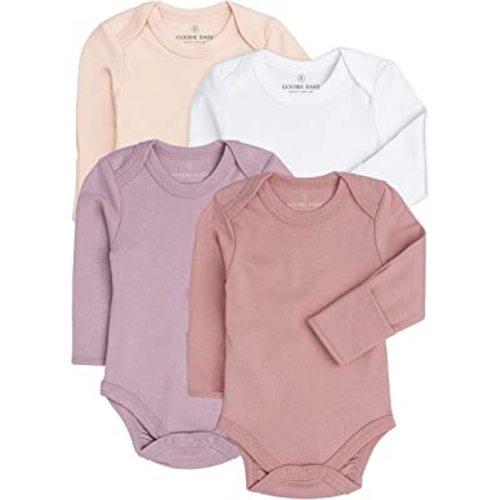 Baby Classic Bodysuit Set, 100% Cotton Boy Girl Unisex Onesie, 4 Pack