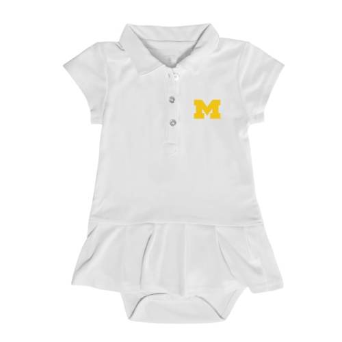 Michigan Wolverines Garb Girls Infant Caroline Cap Sleeve Polo Dress - White