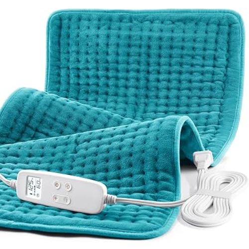 Heating Pad for Back Pain and Cramp Relief, Extra Large 17" x 33" Size Electric Heating Pad for Shoulder Neck Pain with 6 Temperature Level and 6 Timer Settings Auto Shut Off