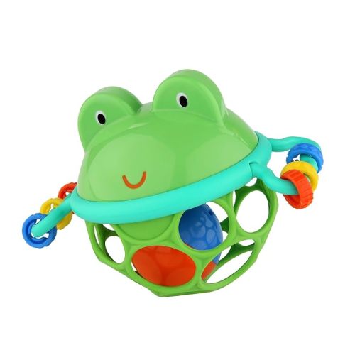Bright Starts Giggle & Glow Musical Light-Up Rattle Easy-Grasp Oball Elephant Toy, Newborn+, Unisex