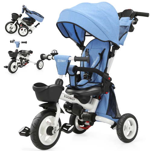 JMMD Baby Tricycle, 7-in-1 Folding Kids Trike with Handle and Canopy