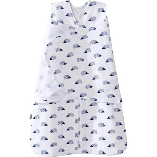 HALO 100% Cotton Sleepsack Swaddle, 3-Way Adjustable Wearable Blanket, TOG 1.5, Navy Hedgehog, Small, 3-6 Months