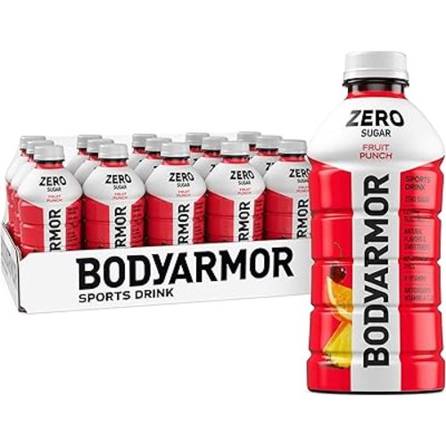 BODYARMOR ZERO Sugar Fruit Punch, Sugar Free Sports Drink - Low-Calorie Hydration - Natural Flavors with Potassium Packed Electrolytes, Antioxidants, and B-vitamins, 28 fl oz (Pack of 15)