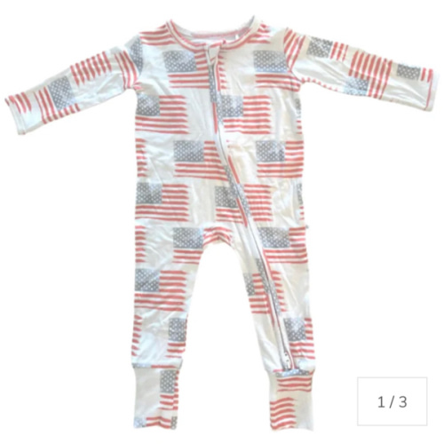 HoneyBug American Flag Convertible Foot Onesie – 6 to 9 months