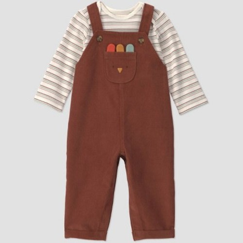 Carter's Just One You® Baby Boys' Turkey Overalls and Long Sleeve Shirt Set - Brown Newborn