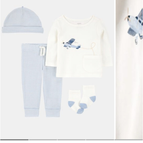 Baby 4-Piece Airplane Print Outfit Set - Blue | Carter's