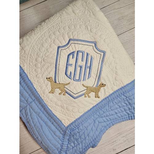 Monogrammed Baby Boy Quilt: Custom Cotton Heirloom Gift