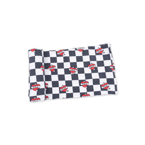 Stretch Swaddle, Heart Tattoo Check Black – SpearmintLOVE