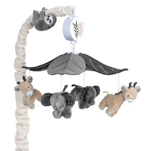 Baby Jungle Animals Gray/Tan Musical Crib Mobile Soother Toy – Lambs & Ivy