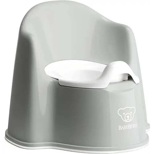 BabyBjörn Potty Chair, Gray/White Potty Training Toilet, Easy-to-Clean, Removable Inner Potty, Non-Slip