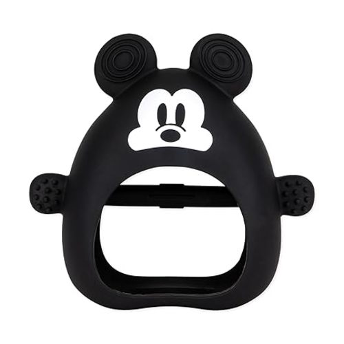 Bumkins Disney Baby Silicone Undroppable Teething Mitt, Freezer Toy Teether Keys, Soft Flexible Platinum Silicone Pacifier to Chew, Cool Teether Gum Relief, Essentials Babies 3 Months, Mickey Mouse