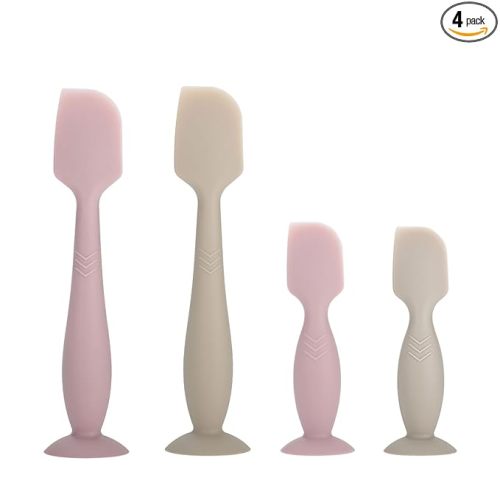 Baby Diaper Cream Spatula Applicator, 4 Pack Butt Paste Spatula Diaper Cream Brush for Newborn Baby, 2 Large and 2 Mini Sizes (Pink, gray)