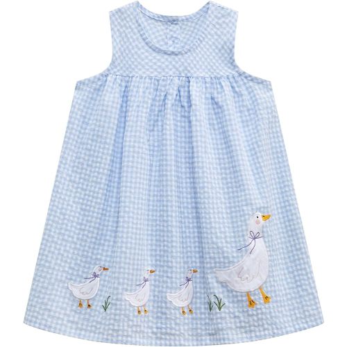 FreeLu Toddler Girls Cotton Summer Short Sleeve Dress Cartoon Print Casual Jersey Dresses