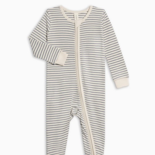 Peyton Zipper Sleeper Bay Stripe Ivory/Sea