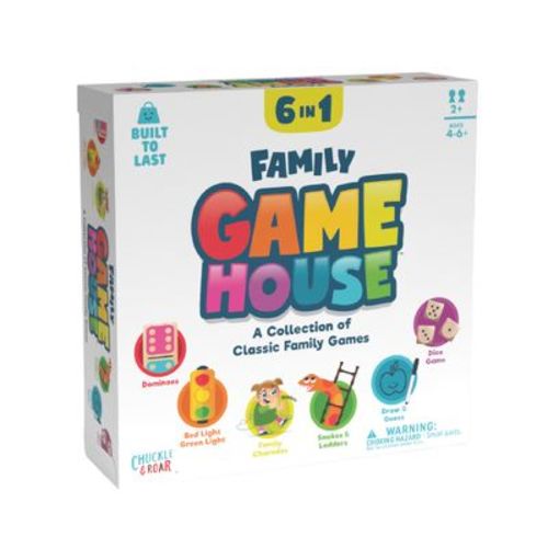 Chuckle & Roar 6-in-1 Family Game House - Classic Games Collection for Family Game Night