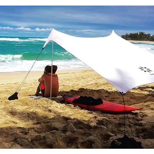 Neso Tents Beach Tent with Sand Anchor, Portable Canopy Sunshade - 7' x 7' - Patented Reinforced Corners(White)