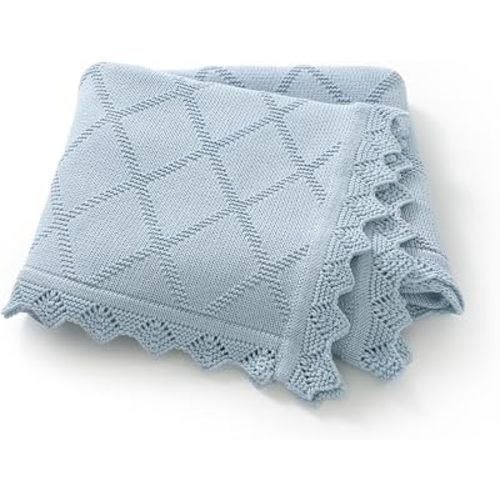 Hadetoto 100% Cotton Baby Blankets for Girls Boys, 40x30 Inches, Light Blue