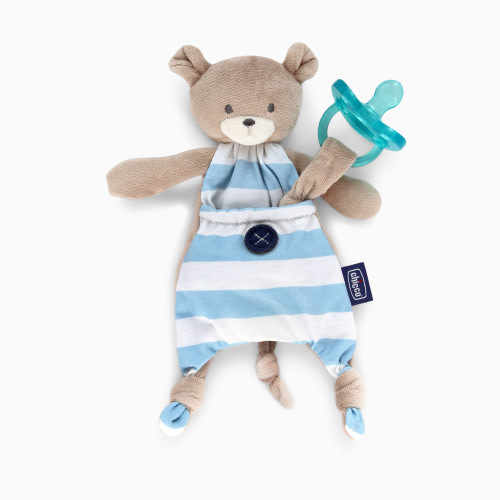 Pocket Buddies Soft Pacifier Holder - Blue Bear
