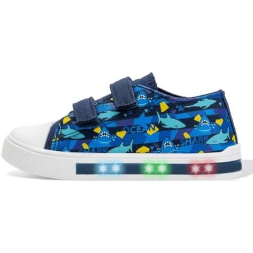 EUXTERPA Toddler Light Up Sneakers Kids Casual Canvas Shoes with Adjustable Strap for Girls Boys