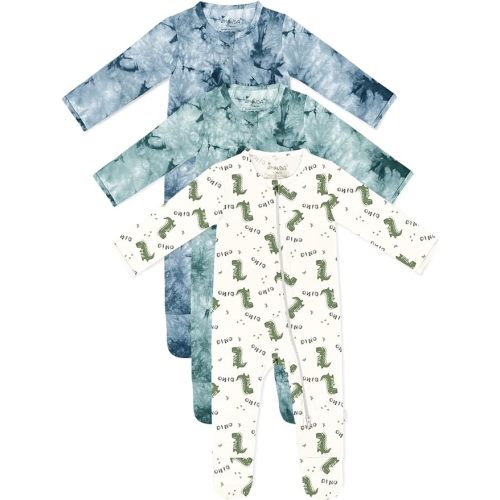 Jimonda Baby Girls Boys Footed Pajamas,Rayon From Bamboo,2 Way Zipper Long Sleeve Soft Sleeper Pjs,Infant Tie-dye Romper