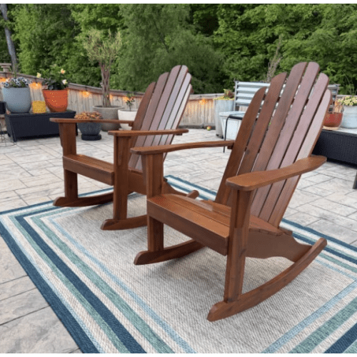 Slatted Wood Adirondack Rocking Chair - World Market