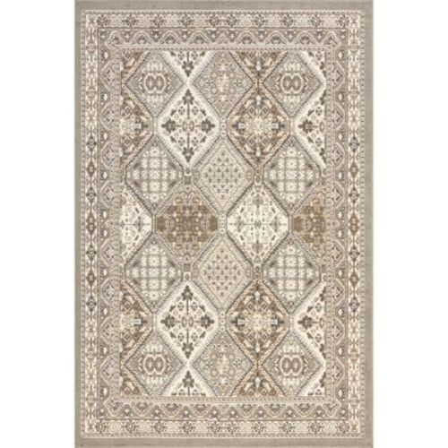Nuloom 7x9 Becca Tiled Indoor Area Rug, Taupe, Faded Transitional Design, Stain Resistant, Bedroom, Living Room, Kitchen