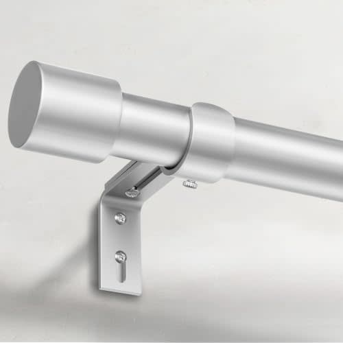 IFELS Heavy Duty Curtain Rods for Windows 48 to 84 Inch, 1 Inch Silver Curtain Rods for Outdoor, Farmhouse, Bedroom, Kitchen, Living Room, Adjustable Easy Install Drapery Rod (A2,Silver,30"-90")