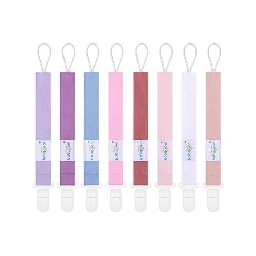 babygoal Baby Girl Pacifier Clips 8 Pack, Pacifier Holder Clip Fits Most Pacifier and Binkies-Neutral Color
