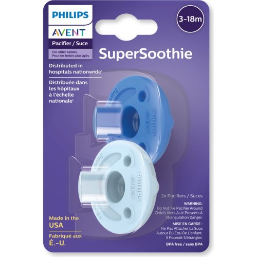 Avent Super Soothie Pacifiers (3-18 Months) -&nbsp; Light Blue & Sky Blue