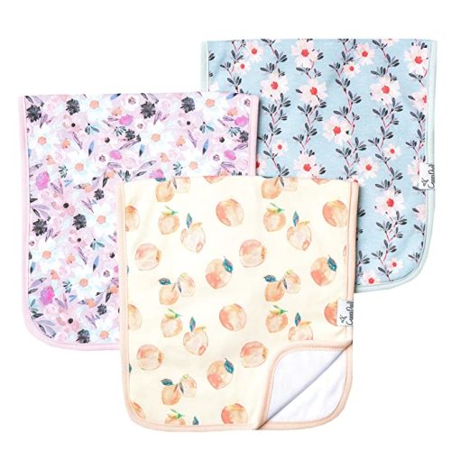 Copper Pearl Premium Baby Burp Cloths - 3-Pack Large Cotton Burp Cloths, Extra Soft Spit Up Rags with 3 Absorbent Layers, Perfect for Baby Girl Gifts (21" x 10" Size, Morgan Set)