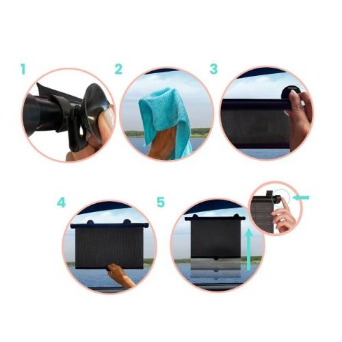 Lulyboo Baby Car Window Shades UV Blocking Retractable Roller Blinds - Black - 2pk: Polyvinyl Material, 20 x 14 Inches