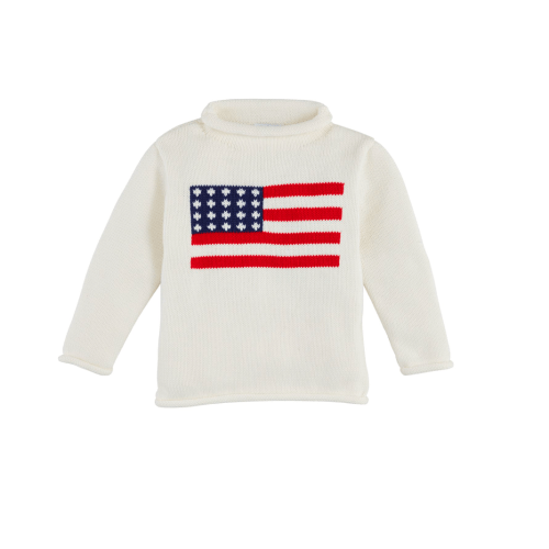 American Flag Rollneck Sweater (White) – Littles on 5th