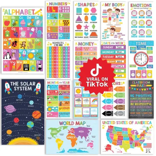 Colorful Educational Posters | Set of 16 | Classroom Supplie - TikTok Shop