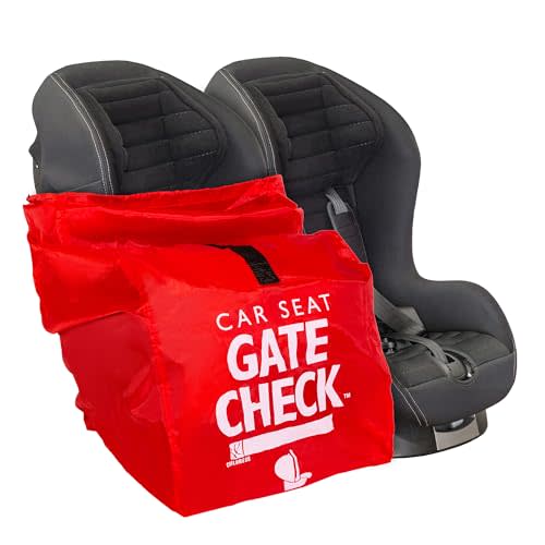 J.L. Childress Gate Check Bag for Car Seats - Travel Bag for Airplane, Fits All Baby & Infant Car Seats, Airport Accessories for Gate Check, Flying Essentials, AirTag Compatible - Red