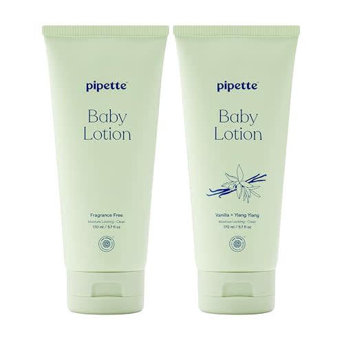 Pipette Baby Lotion Discovery Duo, Pack of 2, Includes Fragrance Free and Vanilla + Ylang Ylang Scents, Baby Lotion for Newborn, Sensitive Skin, and Kids, Non-Toxic, Hypoallergenic
