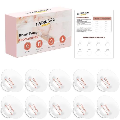 10pcs Flange Insert 13/15/17/19/21mm*2 pcs Compatible with Compatible with Momcozy M9/M6/M5/S12 Pro/V1 Pro/V2 Pro,for Spectra/Medela/MomMed/eufy/Lansinoh/Elvie Breast Pump,Replace for Momcozy Parts