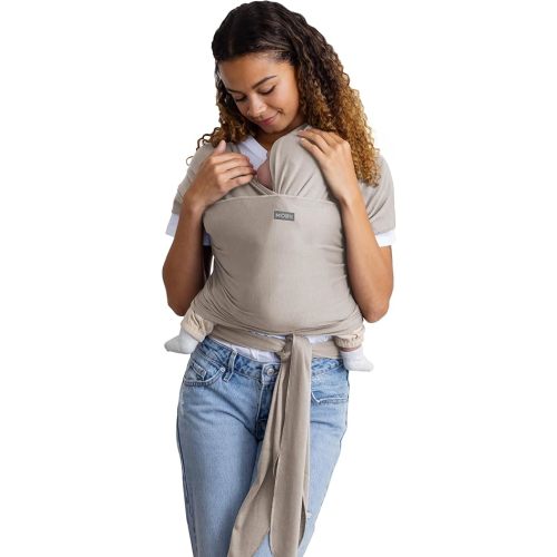 Moby Basics Baby Wrap Carrier for Newborns to Toddlers (8-33lbs), Infant Sling Carrier, Lightweight & Hands Free Design, Adjustable for All Body Types (Morning Dove)