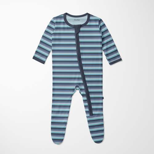 Print Footie with 2 Way Zipper in Moonlight Bay Stripe