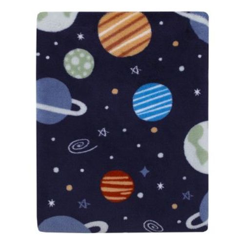 Everything Kids Solar System Navy, Orange, and Gray Super Soft Toddler Blanket