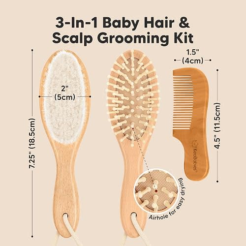 Baby Hairbrush Set - Walnut