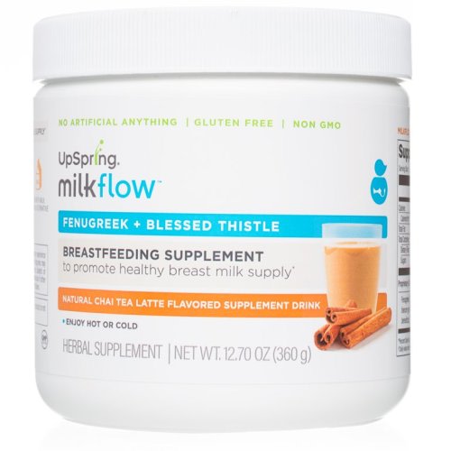 Upspring Milkflow Breastfeeding Supplement, Fenugreek and Blessed Thistle Powder Drink Mix, Chai Latte Powder