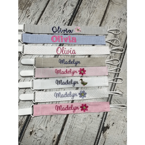Monogrammed Seersucker Pacifier Clip