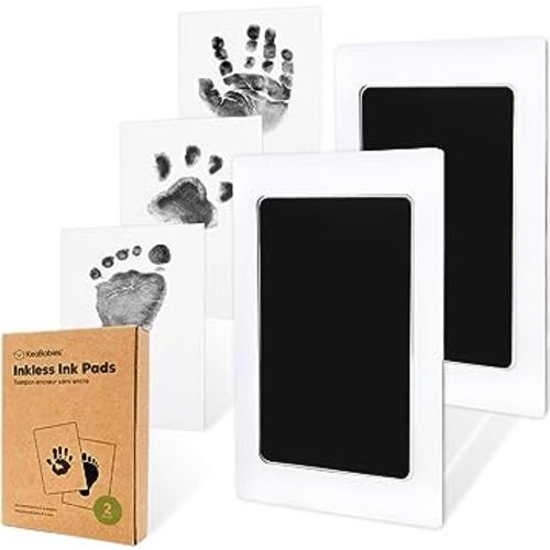 2-Pack Inkless Baby Hand and Footprint Kit - Mess Free Ink Pad for Newborn Keepsake, Dog Nose & Paw Print Kit, Clean Touch Ink Pad for Halloween Footprints Craft,Ideal New Mom Gifts(Jet Black)