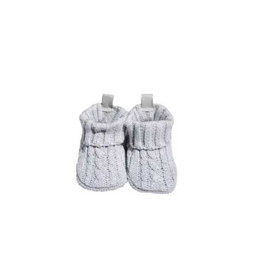 Playette Cable Knitted Bootie Grey 0-6M | Baby Bunting AU
